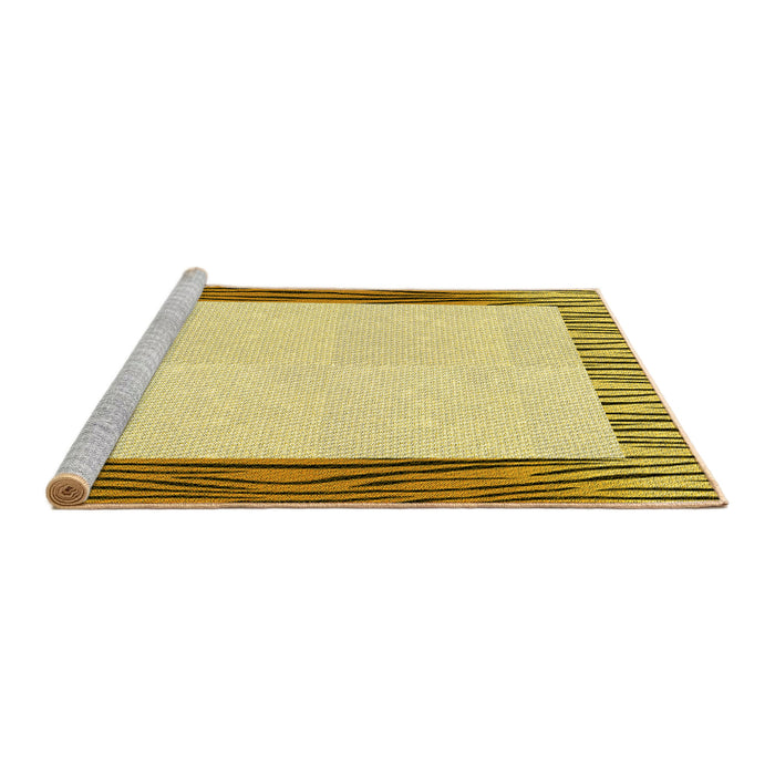 Sideview of Machine Washable Transitional Dark Golden Brown Rug, wshpat1416yw