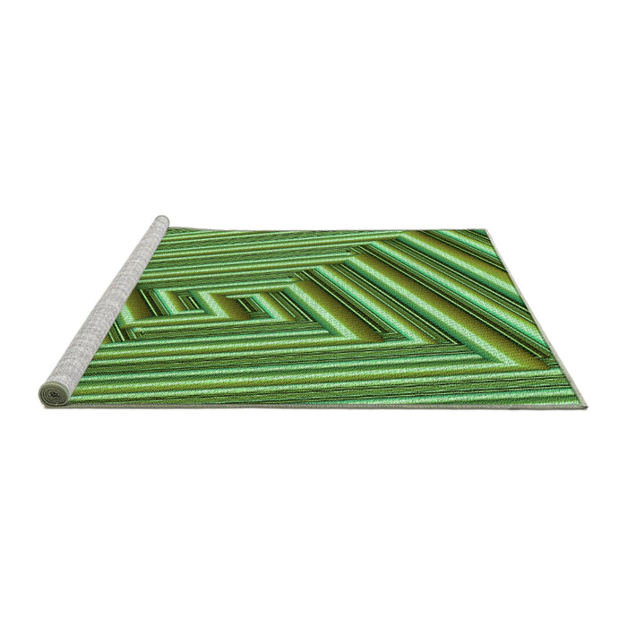Sideview of Machine Washable Transitional Green Rug, wshpat1417grn