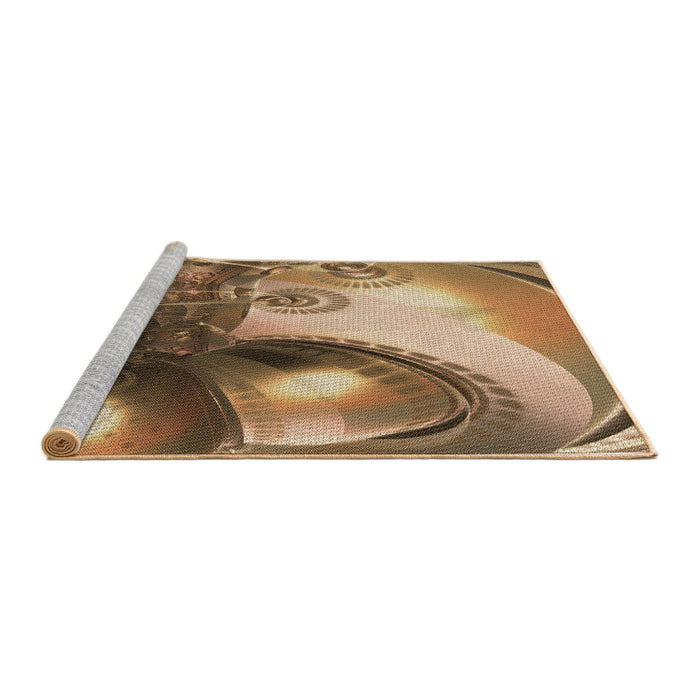 Sideview of Machine Washable Transitional Brown Sand Brown Rug, wshpat1418brn