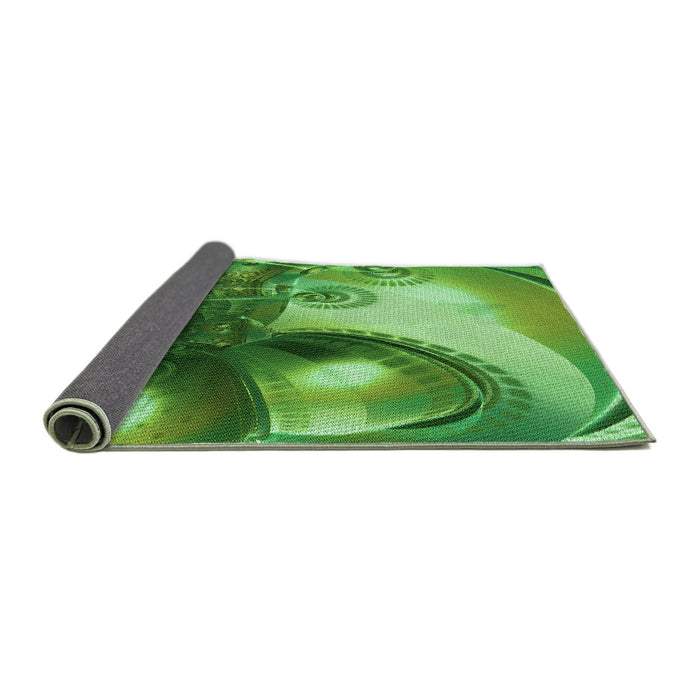 Thickness of Patterned Deep Emerald Green Rug, pat1418grn