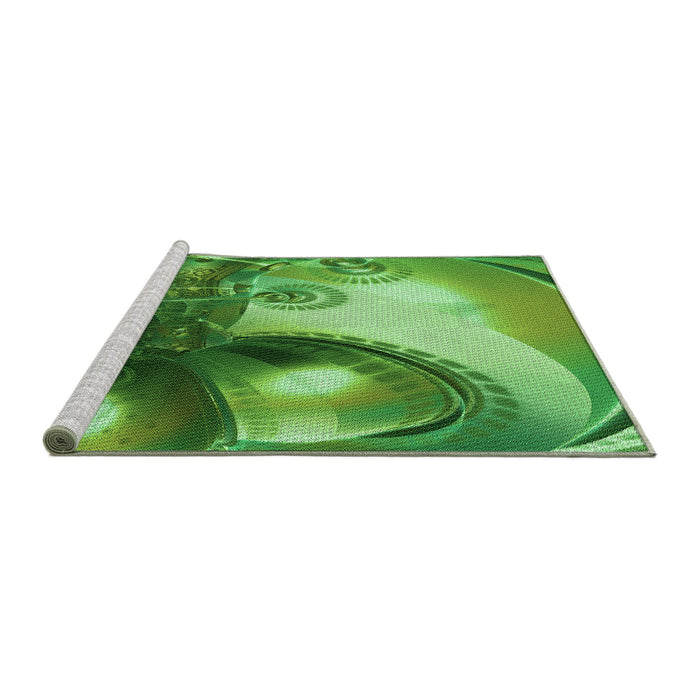 Sideview of Machine Washable Transitional Deep Emerald Green Rug, wshpat1418grn
