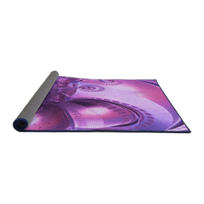 Thickness of Patterned Dark Magenta Purple Rug, pat1418pur