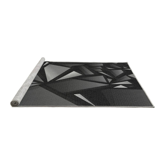 Sideview of Machine Washable Transitional Midnight Gray Rug, wshpat1419gry