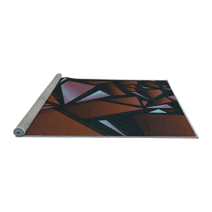 Sideview of Machine Washable Transitional Carbon Gray Rug, wshpat1419lblu