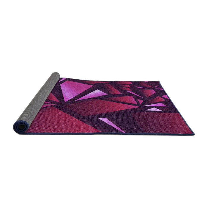 Thickness of Patterned Dark Magenta Purple Rug, pat1419pur