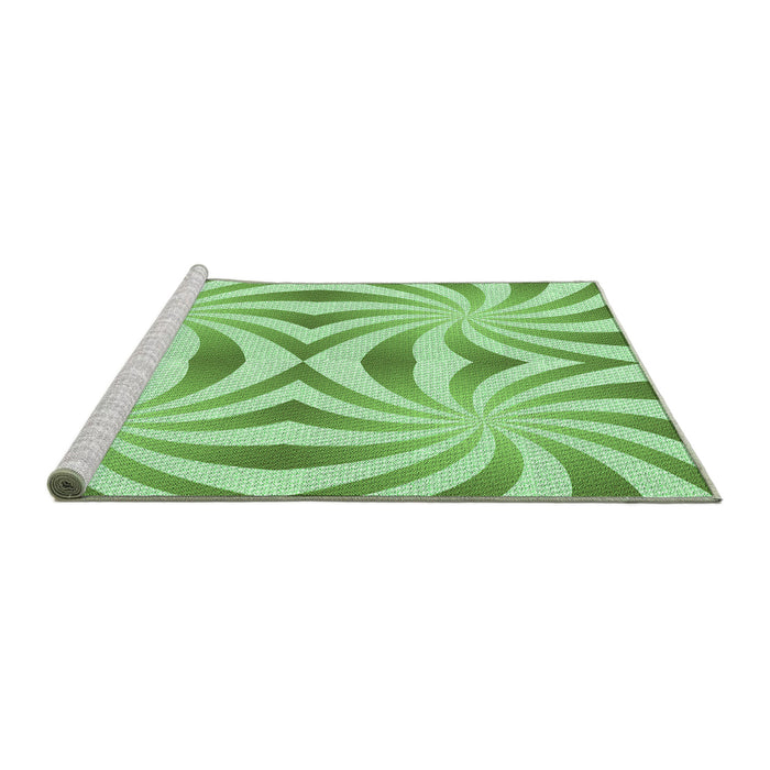 Sideview of Machine Washable Transitional Light Green Rug, wshpat142grn