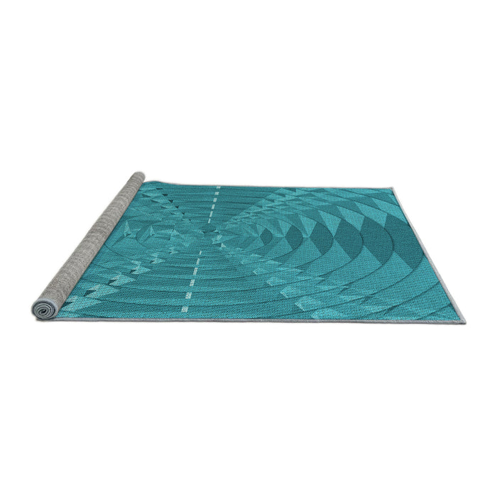 Sideview of Machine Washable Transitional Bright Turquoise Blue Rug, wshpat1420lblu