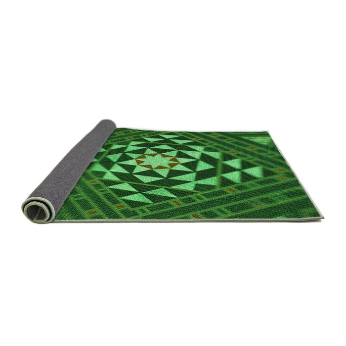 Thickness of Patterned Deep Emerald Green Rug, pat1421grn