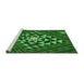 Sideview of Machine Washable Transitional Deep Emerald Green Rug, wshpat1421grn