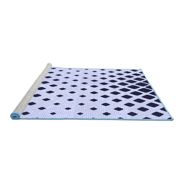 Sideview of Machine Washable Transitional Lavender Blue Rug, wshpat1422blu
