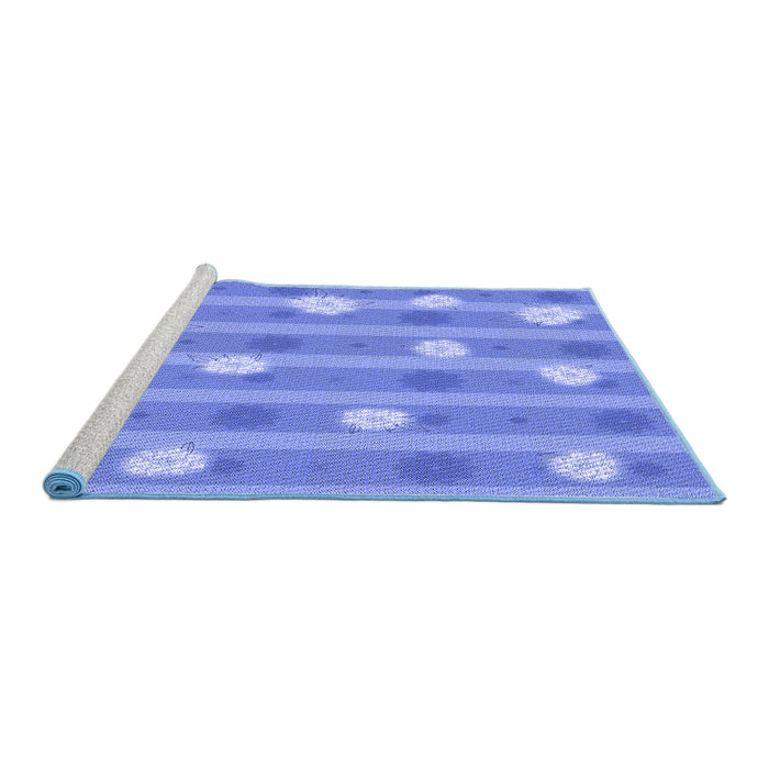 Sideview of Machine Washable Transitional Blue Rug, wshpat1423blu