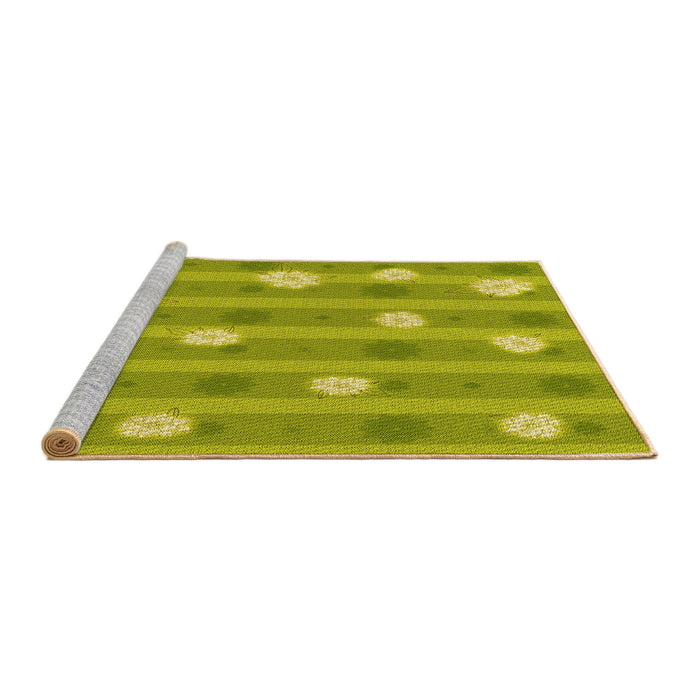 Sideview of Machine Washable Transitional Dark Yellow Green Rug, wshpat1423yw