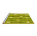 Sideview of Machine Washable Transitional Dark Yellow Green Rug, wshpat1423yw