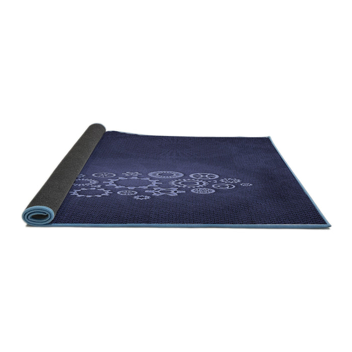 Thickness of Patterned Night Blue Rug, pat1424blu