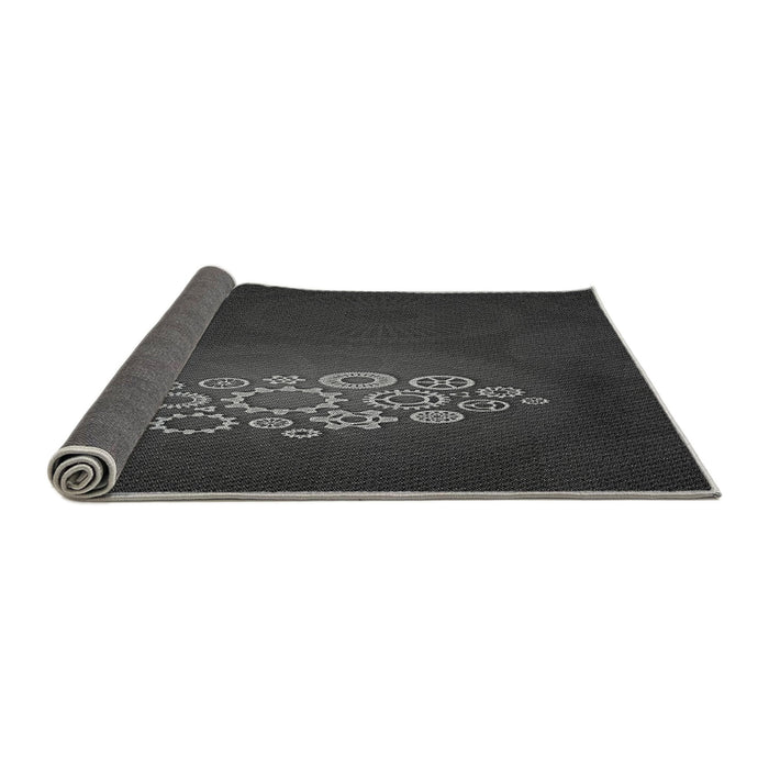 Thickness of Patterned Charcoal Black Rug, pat1424gry