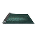 Thickness of Patterned Deep Teal Green Rug, pat1424lblu