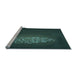 Sideview of Machine Washable Transitional Deep Teal Green Rug, wshpat1424lblu