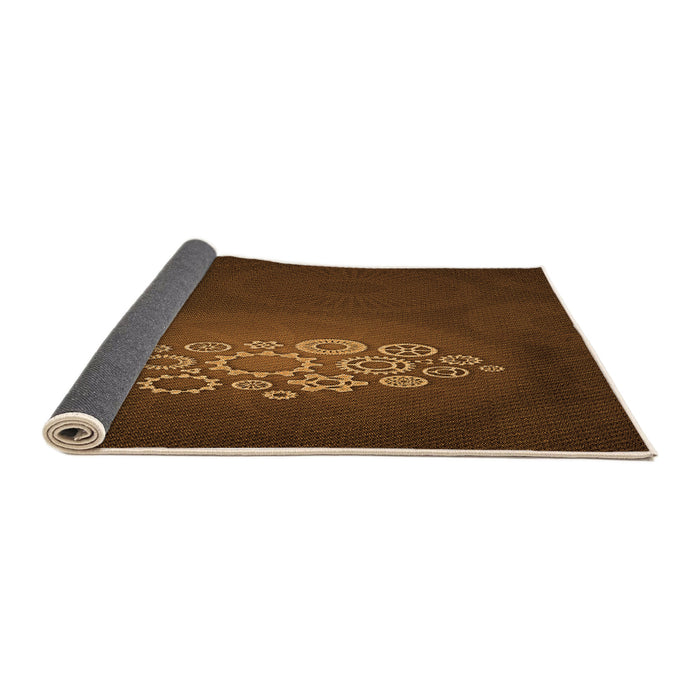 Thickness of Patterned Mahogany Brown Rug, pat1424org