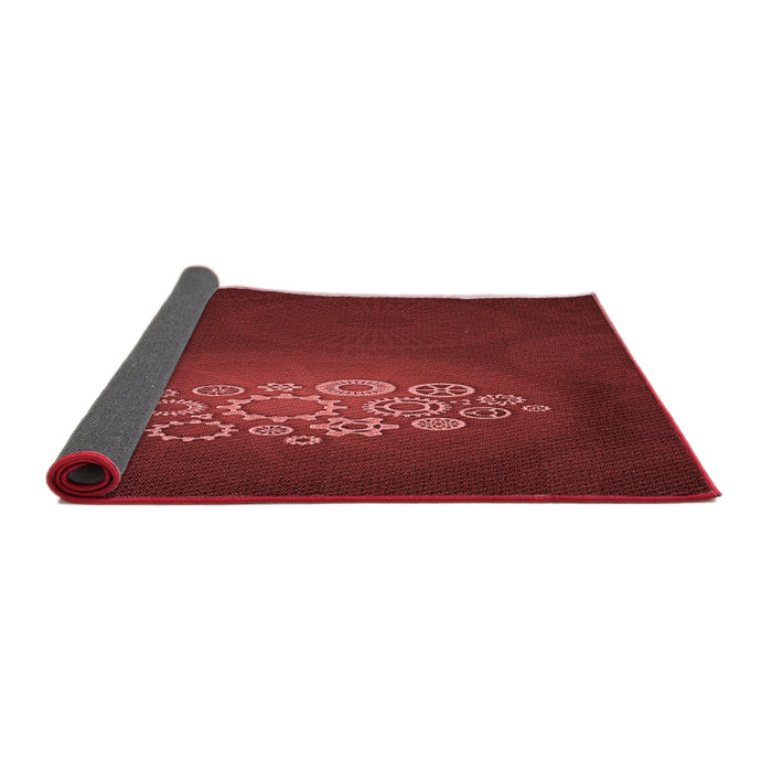 Thickness of Patterned Crimson Red Rug, pat1424rd