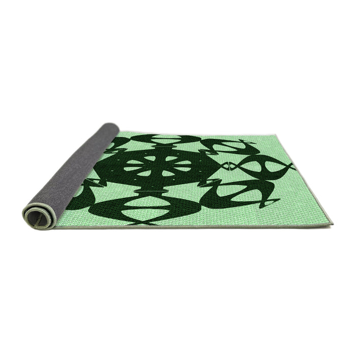 Thickness of Patterned Dark Forest Green Rug, pat1425grn