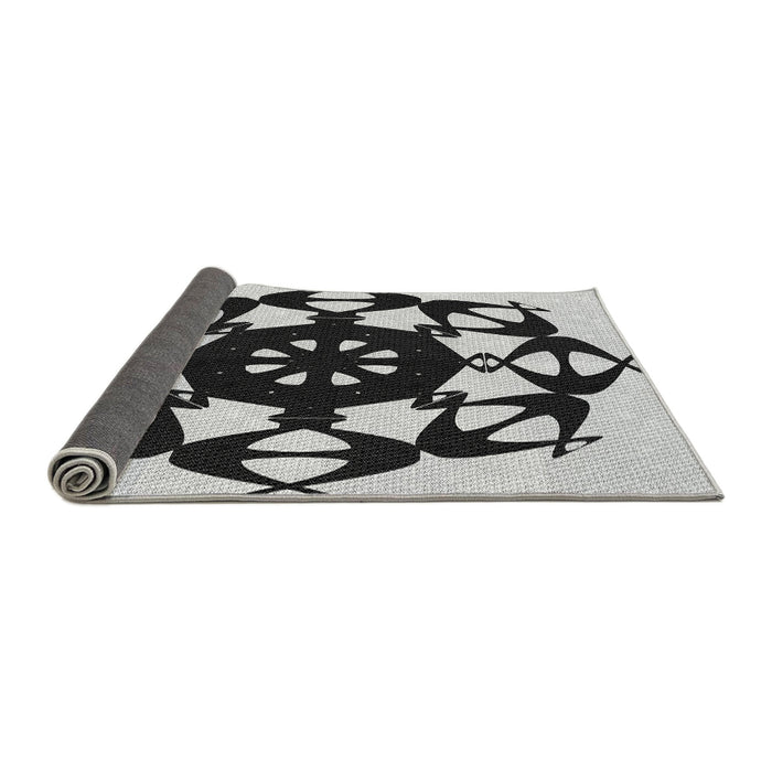 Thickness of Patterned Dark Gray Black Rug, pat1425gry