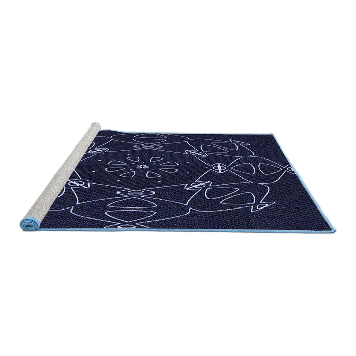 Sideview of Machine Washable Transitional Black Rug, wshpat1426blu