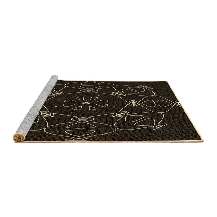 Sideview of Machine Washable Transitional Black Rug, wshpat1426brn