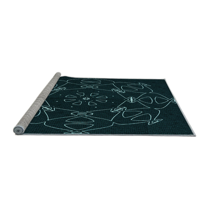 Sideview of Machine Washable Transitional Black Rug, wshpat1426lblu