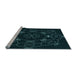 Sideview of Machine Washable Transitional Black Rug, wshpat1426lblu