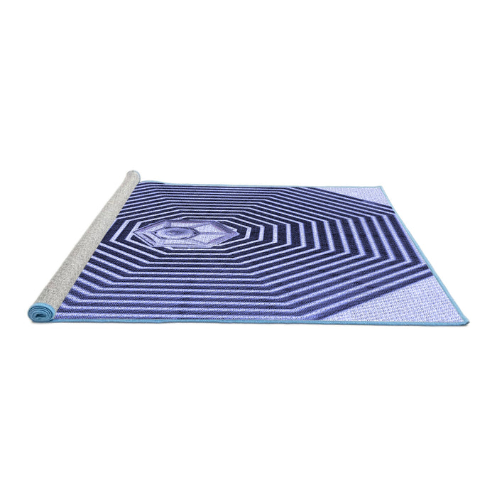 Sideview of Machine Washable Transitional Blue Rug, wshpat1427blu