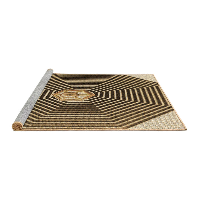 Sideview of Machine Washable Transitional Bakers Brown Rug, wshpat1427brn