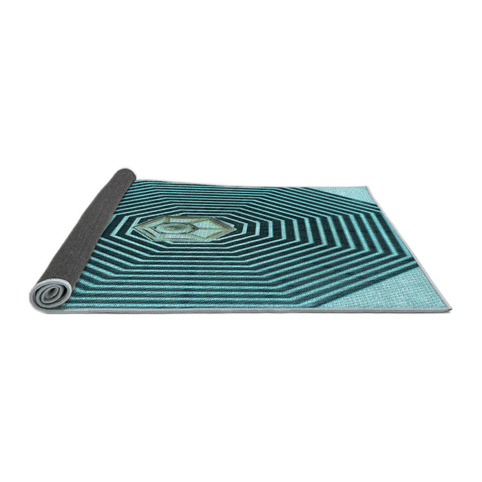 Thickness of Patterned Diamond Blue Rug, pat1427lblu