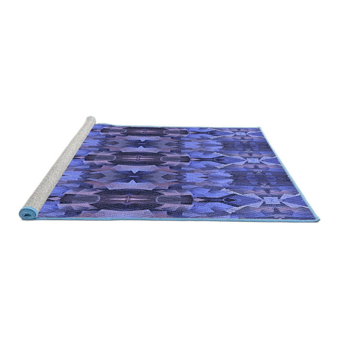 Sideview of Machine Washable Transitional Light Slate Blue Rug, wshpat1428blu