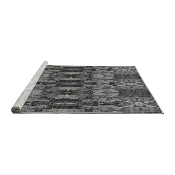 Sideview of Machine Washable Transitional Gunmetal Gray Rug, wshpat1428gry