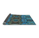 Thickness of Patterned Dark Blue Grey Blue Rug, pat1428lblu