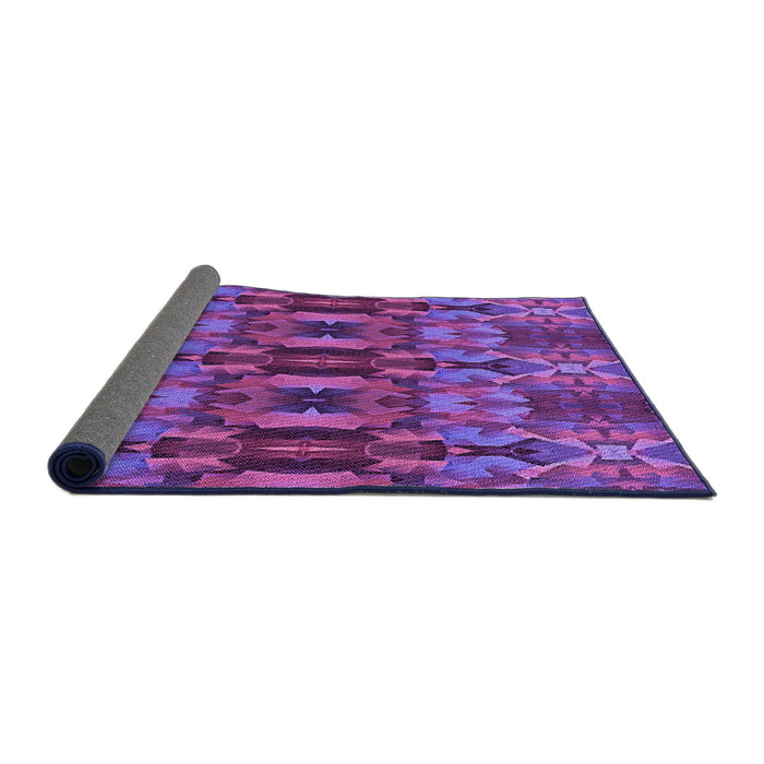 Thickness of Patterned Dark Magenta Purple Rug, pat1428pur