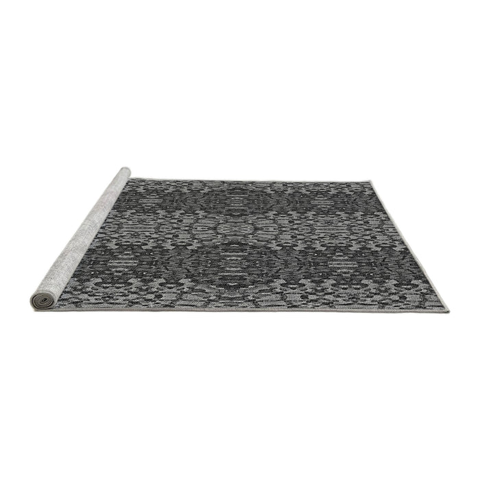 Sideview of Machine Washable Transitional Gunmetal Gray Rug, wshpat1429gry