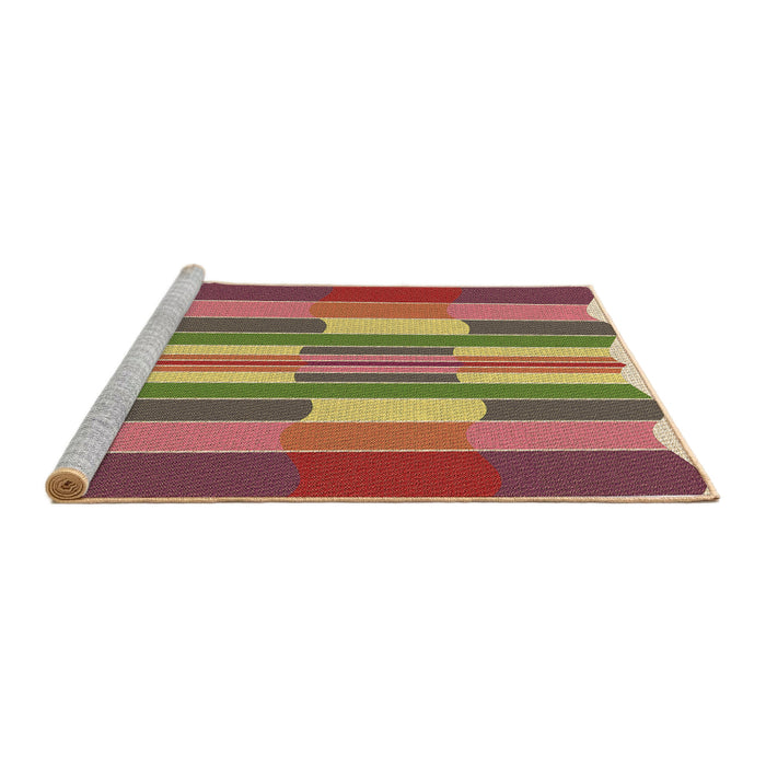 Sideview of Machine Washable Transitional Red Rug, wshpat1430brn