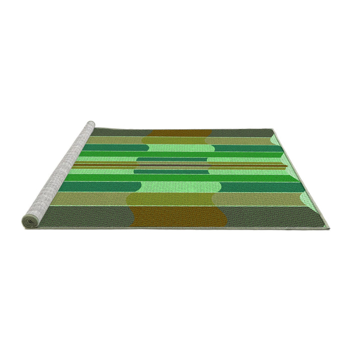 Sideview of Machine Washable Transitional Green Rug, wshpat1430grn