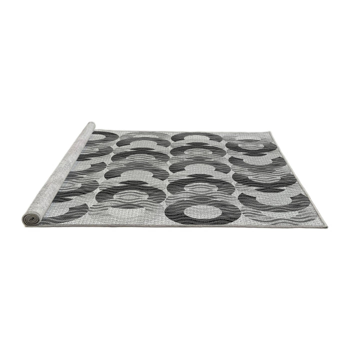 Sideview of Machine Washable Transitional Platinum Silver Gray Rug, wshpat1431gry