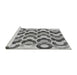 Sideview of Machine Washable Transitional Platinum Silver Gray Rug, wshpat1431gry