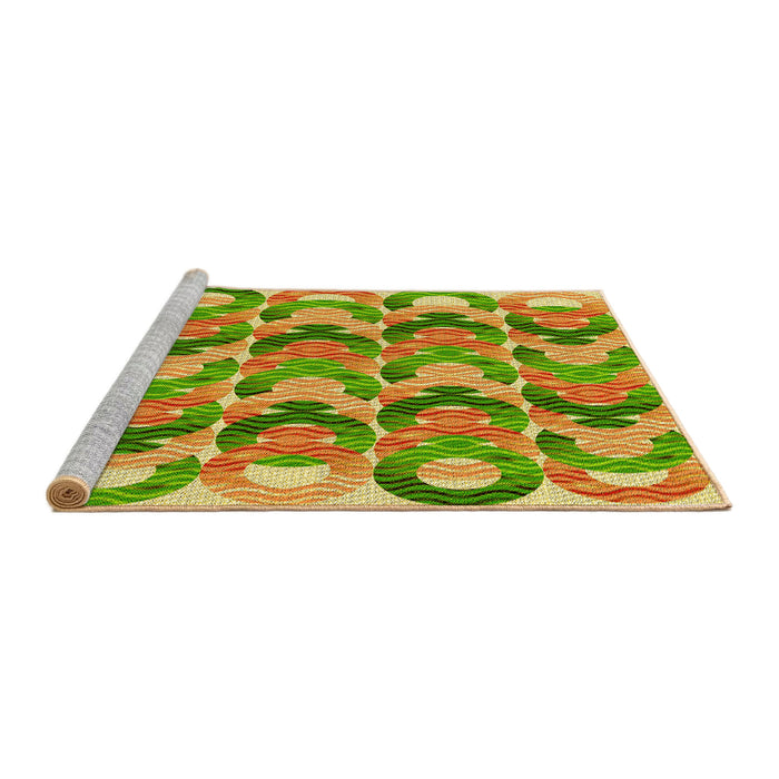 Sideview of Machine Washable Transitional Green Rug, wshpat1431yw