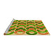 Sideview of Machine Washable Transitional Green Rug, wshpat1431yw