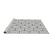 Sideview of Machine Washable Transitional Platinum Gray Rug, wshpat1432gry