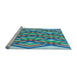 Sideview of Machine Washable Transitional Azure Blue Rug, wshpat1433lblu