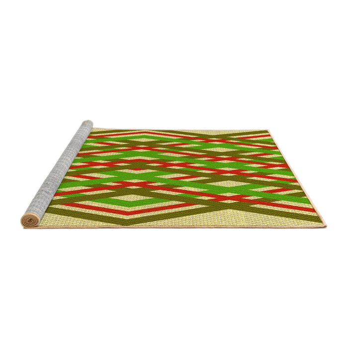 Sideview of Machine Washable Transitional Yellow Green Rug, wshpat1433yw