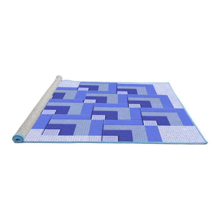 Sideview of Machine Washable Transitional Blue Rug, wshpat1434blu