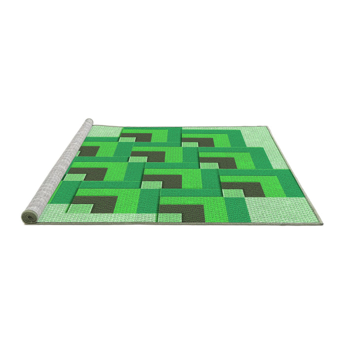 Sideview of Machine Washable Transitional Green Rug, wshpat1434grn