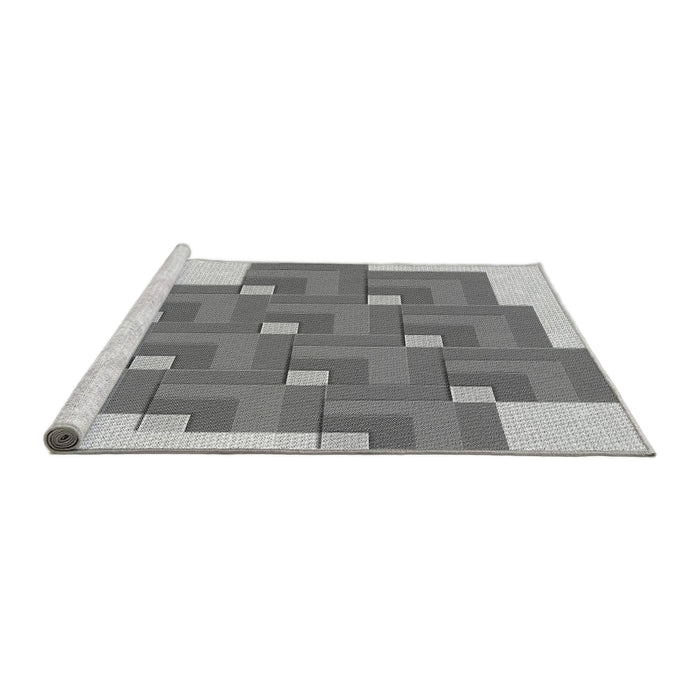 Sideview of Machine Washable Transitional Silver Gray Rug, wshpat1434gry