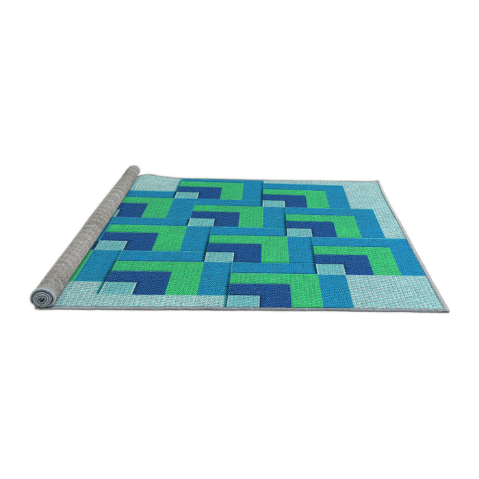 Sideview of Machine Washable Transitional Blue Rug, wshpat1434lblu